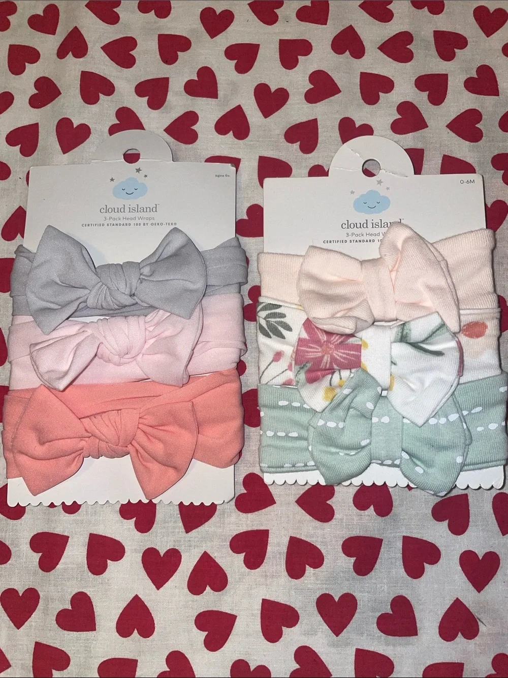 2 packs of 3 cloud island baby girl head wraps (6) (new)